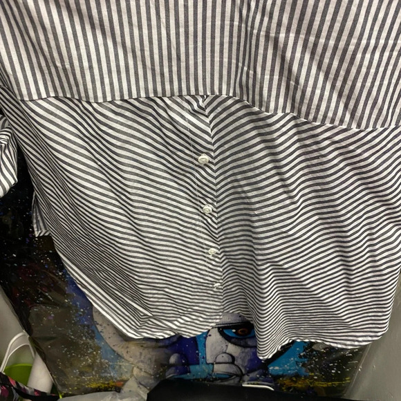 Cato xs shirt with button detail back grey and white roll up sleeves business - Picture 3 of 3